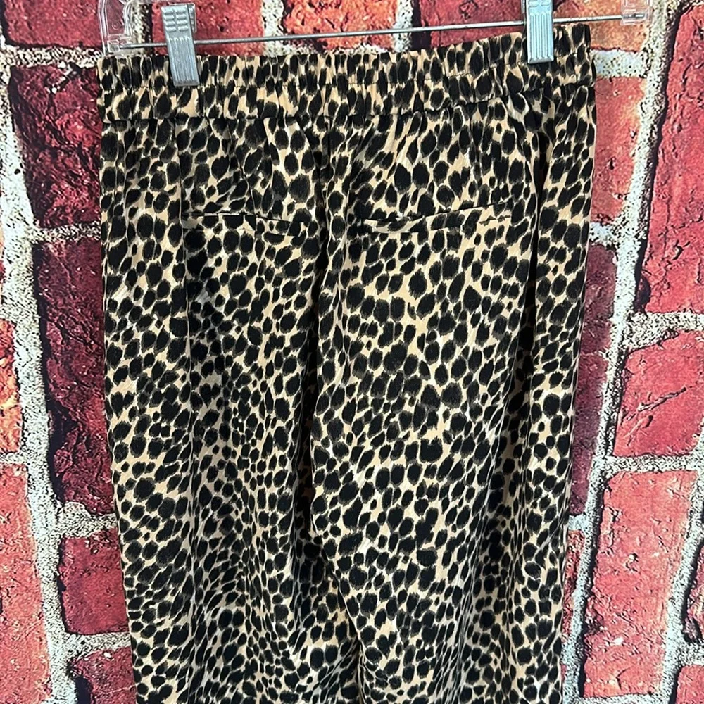 J.crew Leopard wide-leg cropped Jamie pant with elastic waist size 00 - Picture 8 of 11
